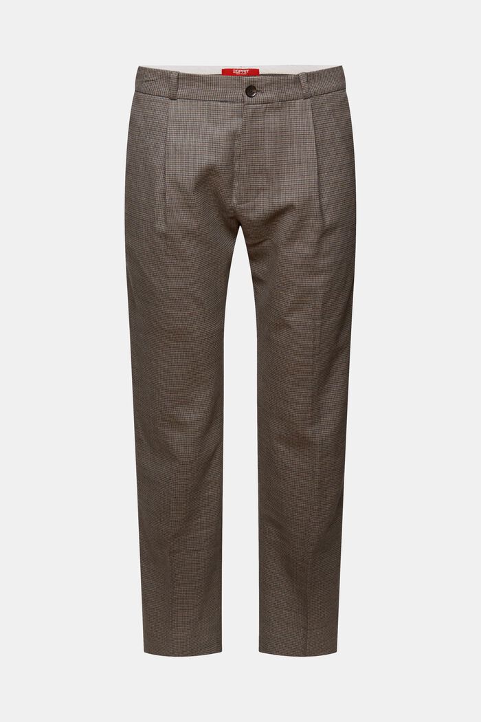 Vlněné kalhoty se vzorem kohoutí stopy, BROWN GREY, detail image number 7