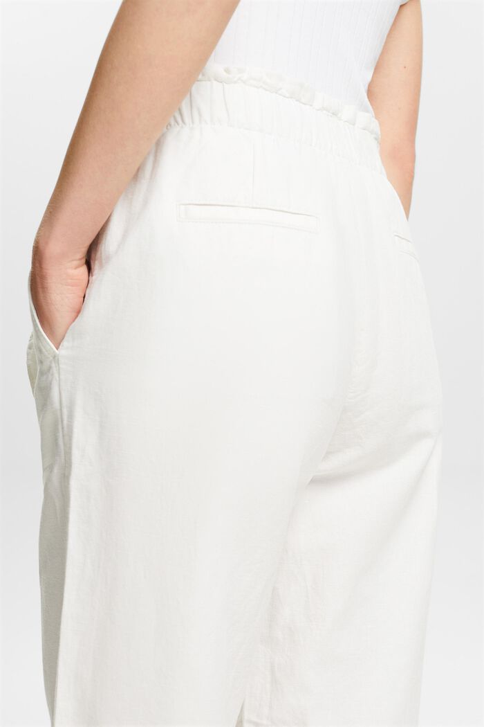 Zkrácená kalhotová sukně z bavlny se lnem, OFF WHITE, detail image number 4