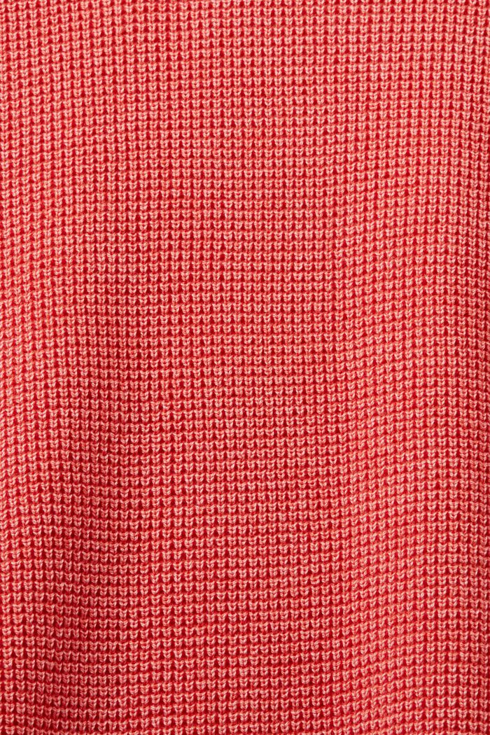 Basic pulovr s kulatým výstřihem, 100 % bavlna, CORAL RED, detail image number 4