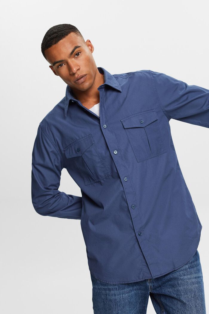 Utility košile z bavlny, GREY BLUE, detail image number 0