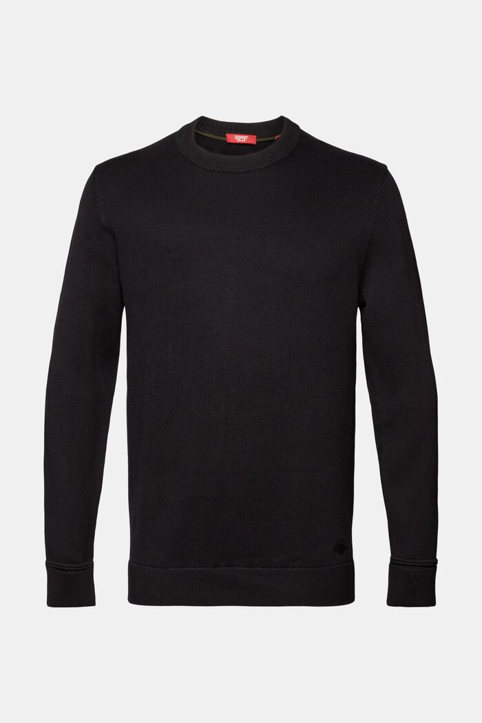 Bavlněný pulovr s kulatým výstřihem, BLACK, detail image number 6
