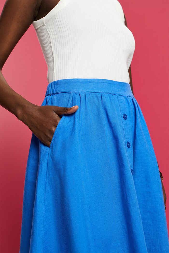 Midi sukně, směs lnu s bavlnou, BRIGHT BLUE, detail image number 2