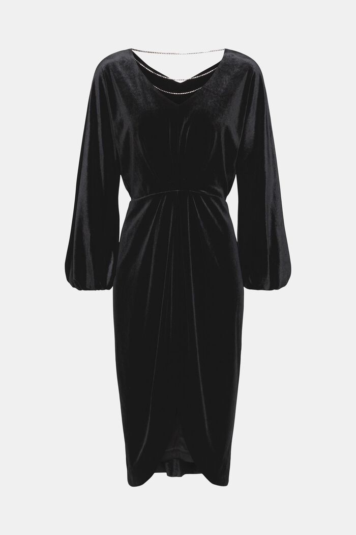 Sametové midi šaty, BLACK, detail image number 7
