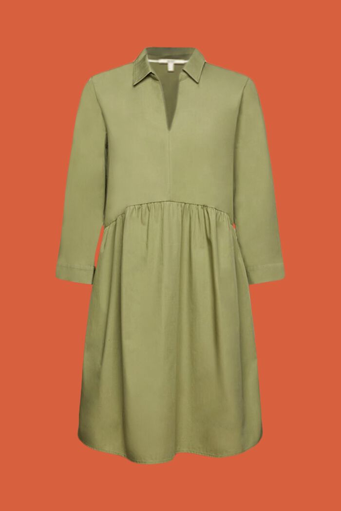 Šaty v áčkové linii z bio bavlny, LIGHT KHAKI, detail image number 6