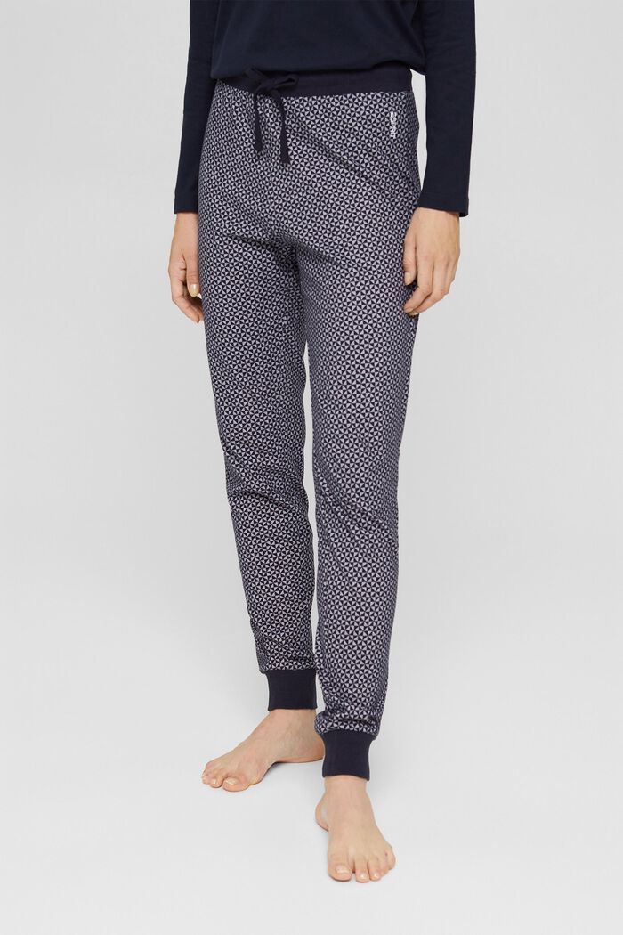 Žerzejové pyžamové kalhoty ze 100% bio bavlny, NAVY, detail image number 0