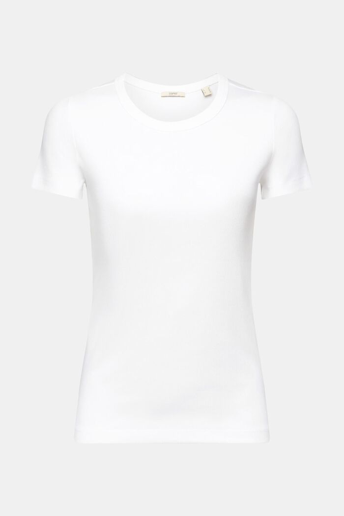 Žebrové tričko s kulatým výstřihem ke krku, WHITE, detail image number 6