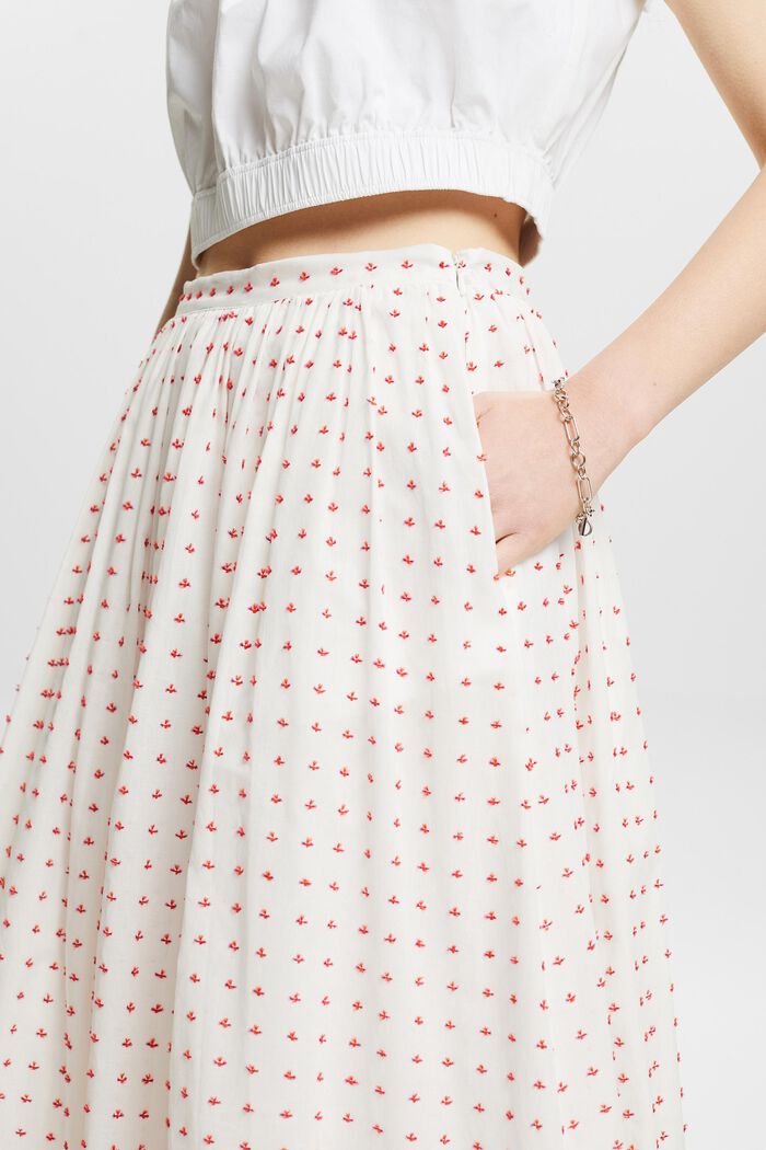Strukturovaná midi sukně s nařaseným okrajem, WHITE, detail image number 3