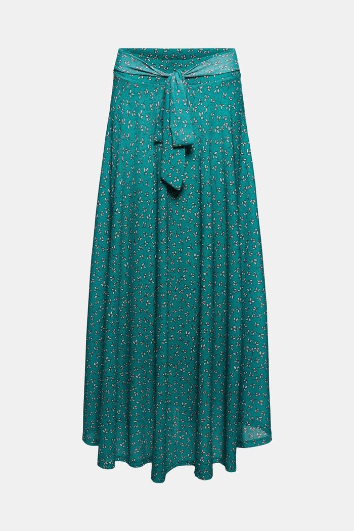 Žerzejová sukně v délce maxi, s potiskem, TEAL GREEN, overview