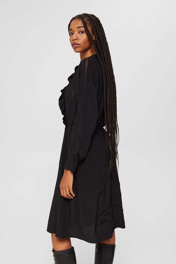 Šaty s háčkovanou krajkou, LENZING™ ECOVERO™, BLACK, detail image number 2