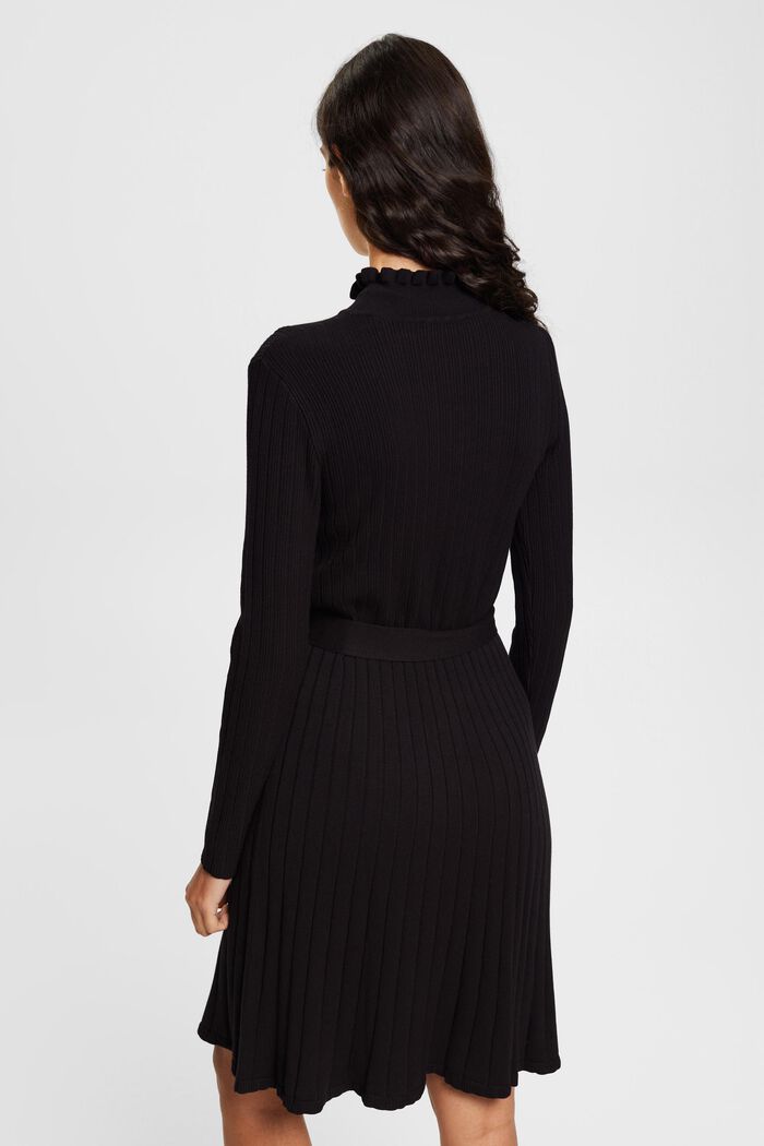 Pletené šaty s opaskem, LENZING™ ECOVERO™, BLACK, detail image number 3