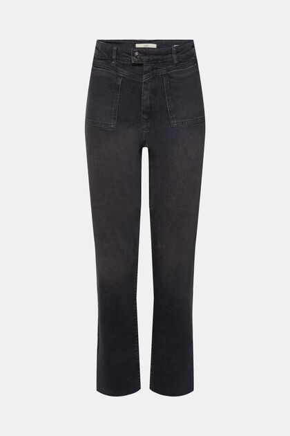 Zkrácené strečové džíny ve stylu devadesátek, BLACK DARK WASHED, overview