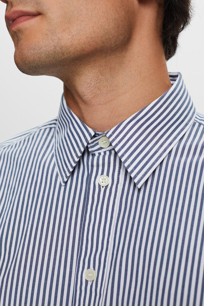 Pruhovaná košile z bavlněného popelínu, GREY BLUE, detail image number 1