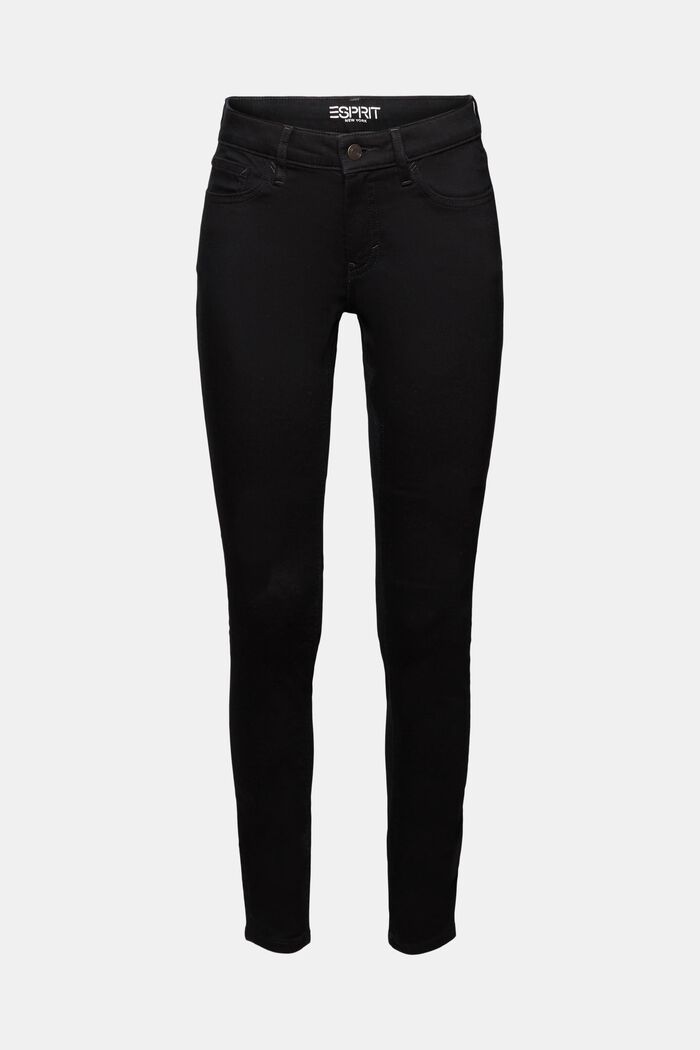 Recyklováno: strečové Skinny džíny, střední pas, BLACK RINSE, detail image number 6