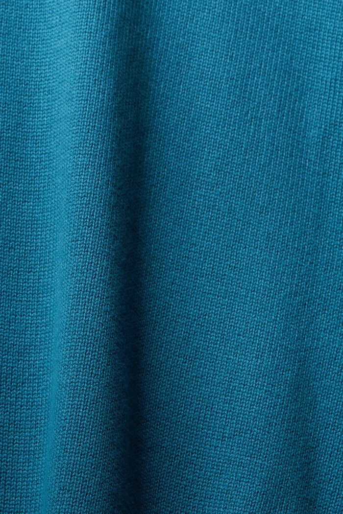 Pletený pulovr se špičatým výstřihem, DARK TURQUOISE, detail image number 1