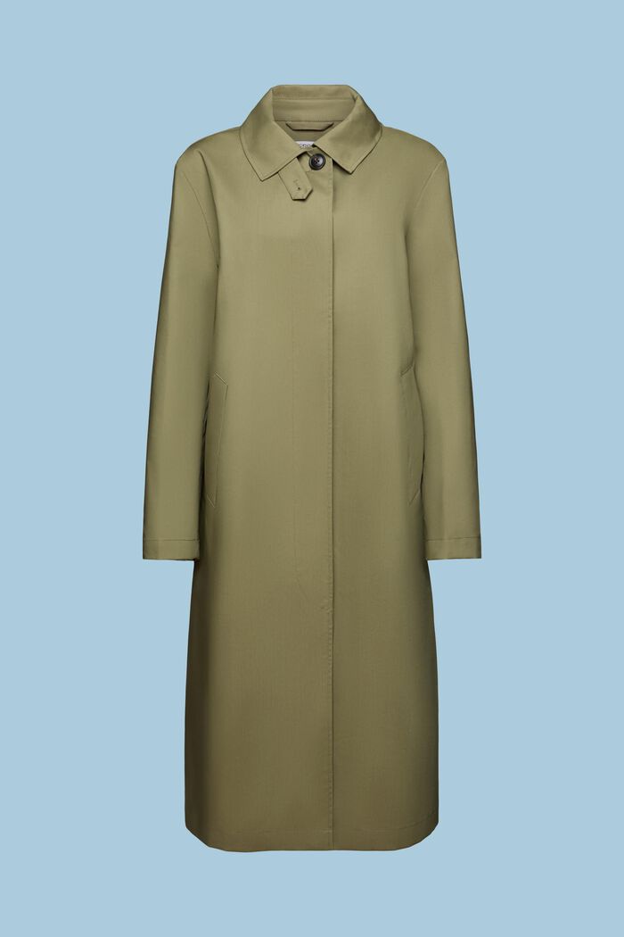 Kabát typu car coat, midi délka, OLIVE, detail image number 7