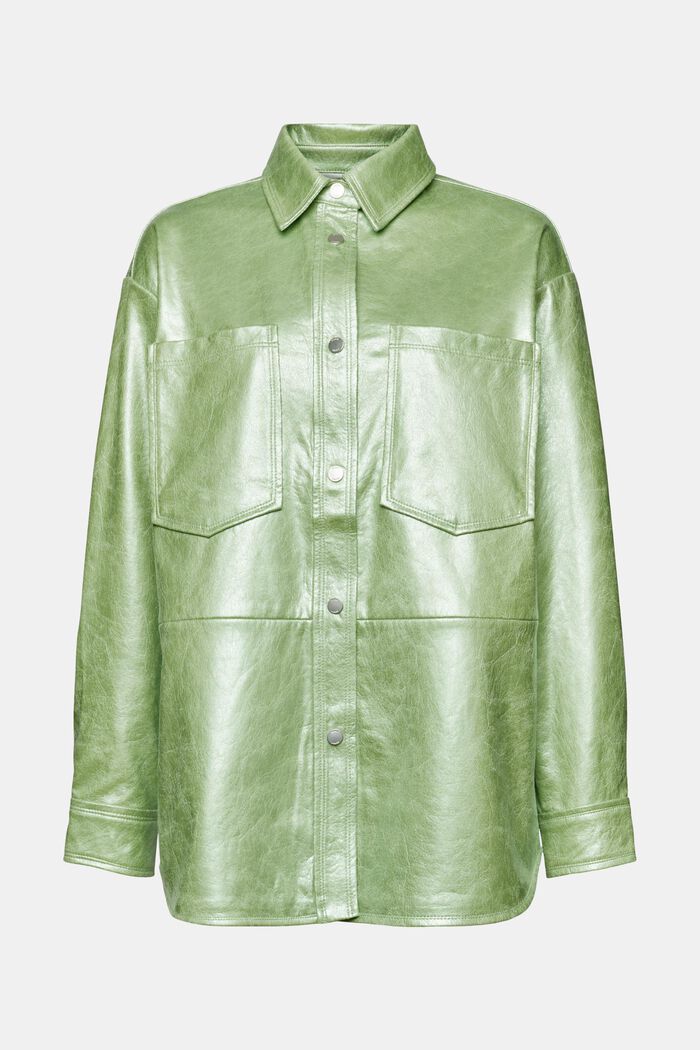 Košilová bunda s metalickou povrchovou úpravou, LIGHT AQUA GREEN, detail image number 6