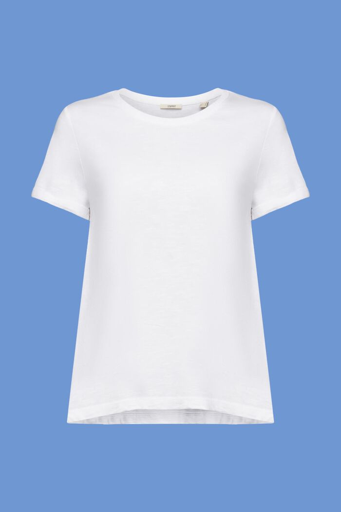 Basic tričko s kulatým výstřihem, 100 % bavlna, WHITE, detail image number 6
