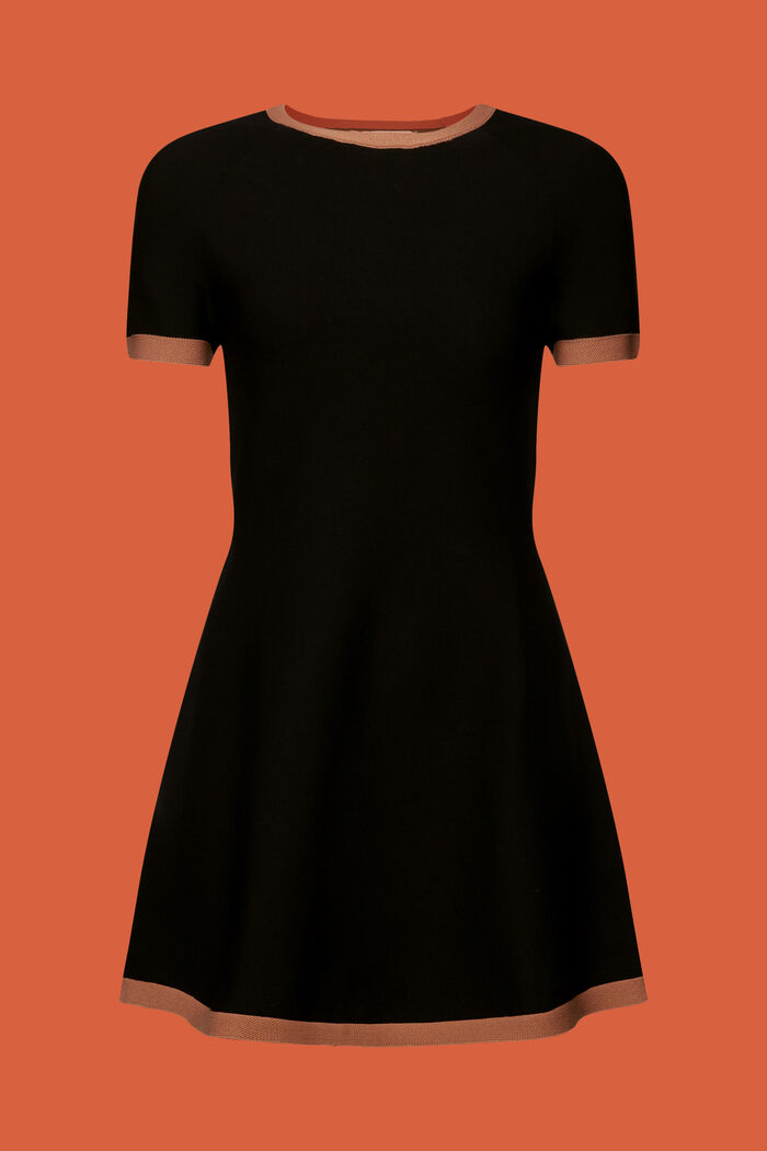 Pletené šaty s krátkými rukávy, BLACK, detail image number 5
