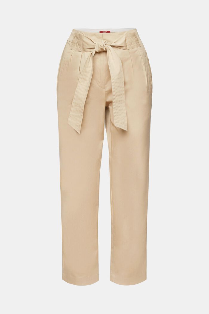 Kalhoty chino s přišitou vázačkou, 100% bavlna, SAND, detail image number 7