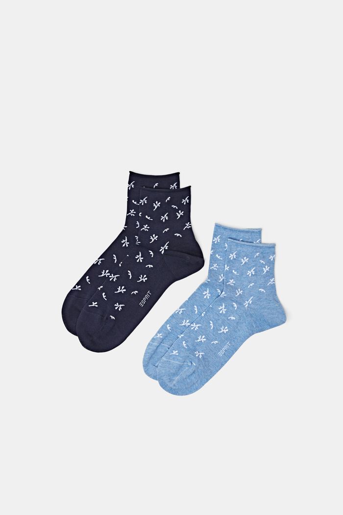 Bavlněné ponožky s potiskem, 2 páry v balení, NAVY/BLUE, detail image number 0