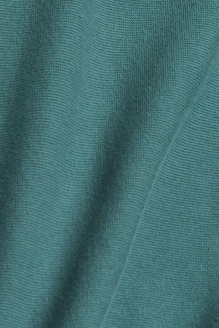 Pletený pulovr ze 100% bio bavlny, TEAL BLUE, detail image number 1