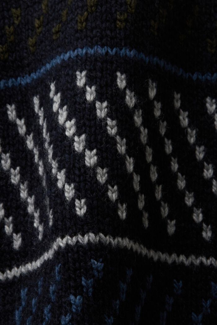 Vzorovaný svetr ze směsi s vlnou, NAVY, detail image number 5