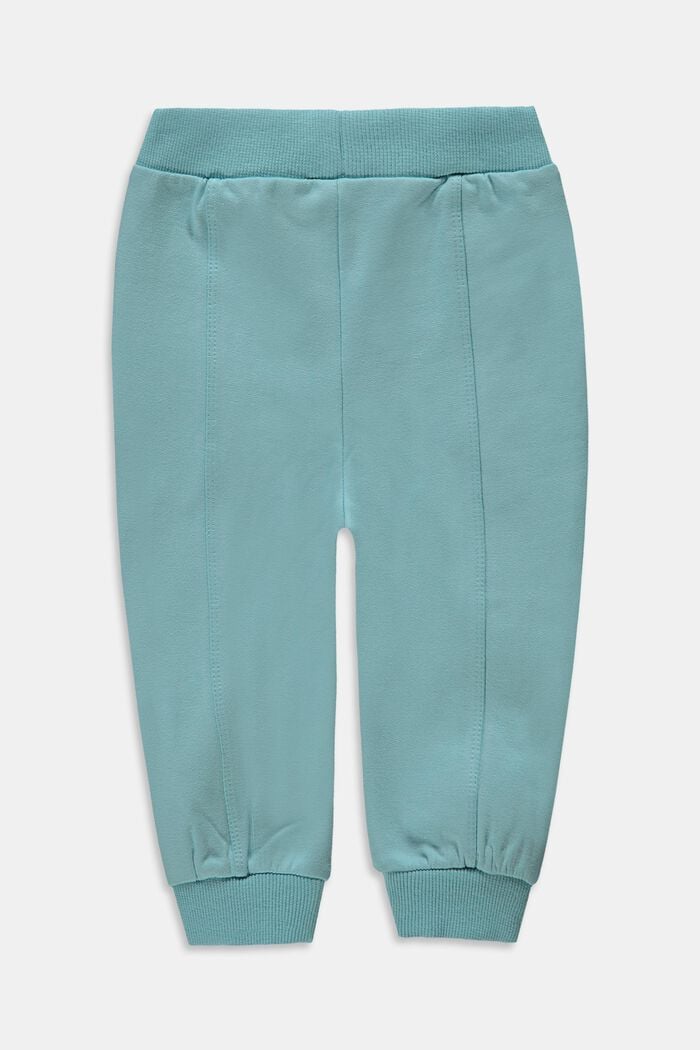 Joggingové kalhoty s ozdobnými švy, bio bavlna, TEAL BLUE, detail image number 1