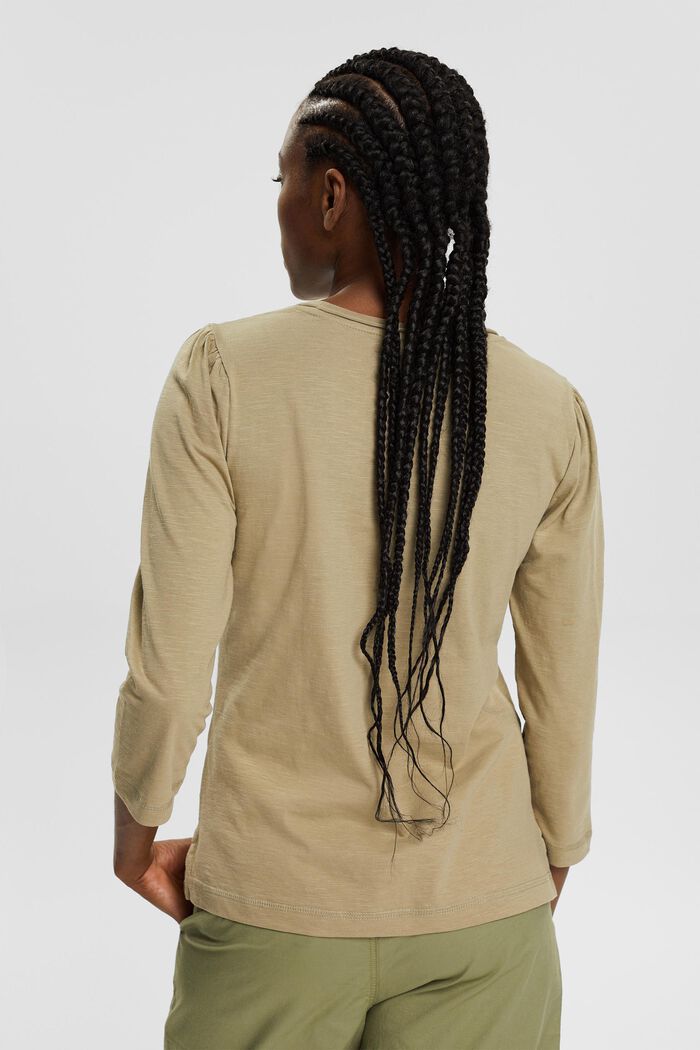 Tričko s dlouhým rukávem z bavlny, PALE KHAKI, detail image number 3