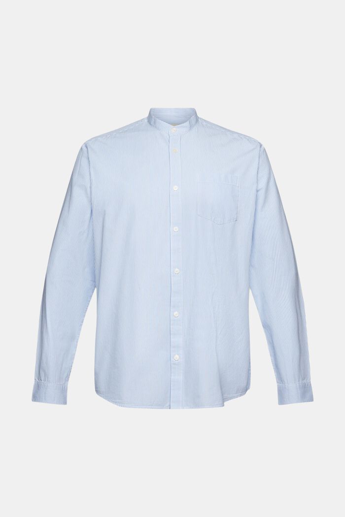 Bavlněná košile s proužky a mandarínským límečkem, GREY BLUE, detail image number 5
