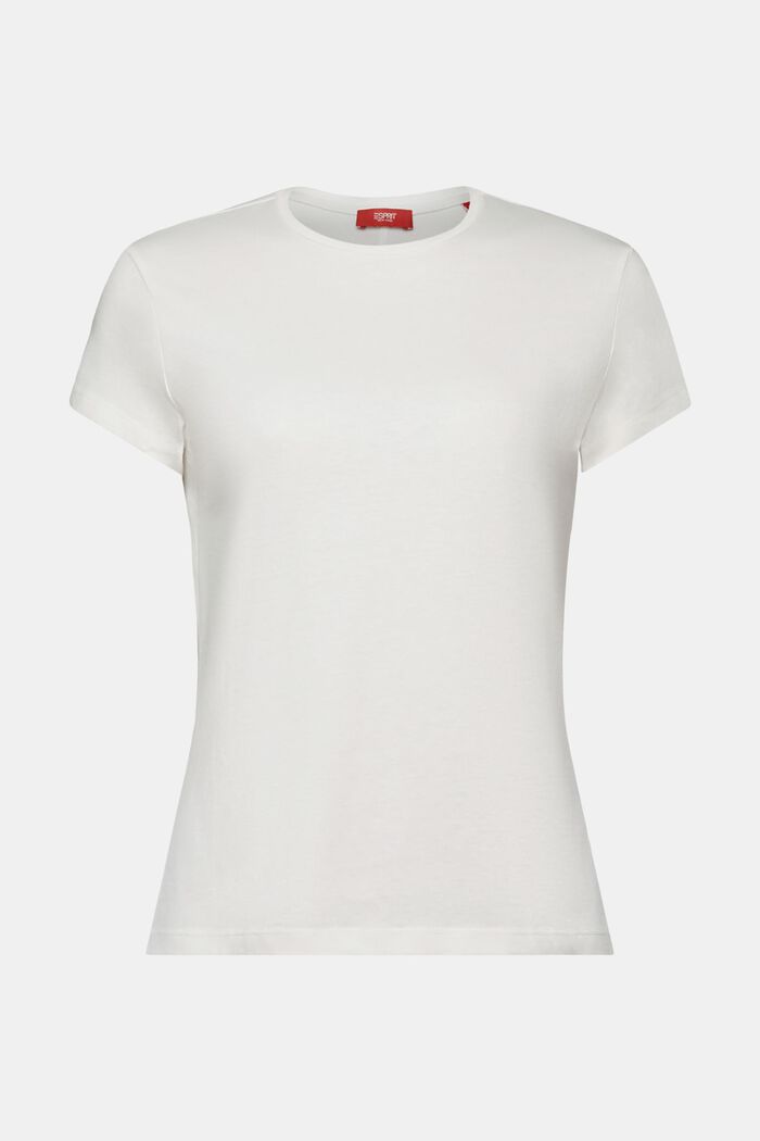 Tričko s kulatým výstřihem ke krku, 100% bavlna, OFF WHITE, detail image number 5