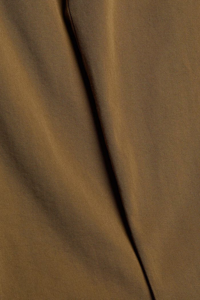Kalhoty se sklady v pase s opaskem, z bavlny pima, KHAKI GREEN, detail image number 1
