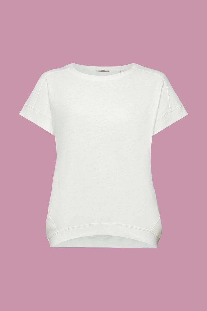 Tričko ze směsi bavlny a lnu, OFF WHITE, detail image number 6