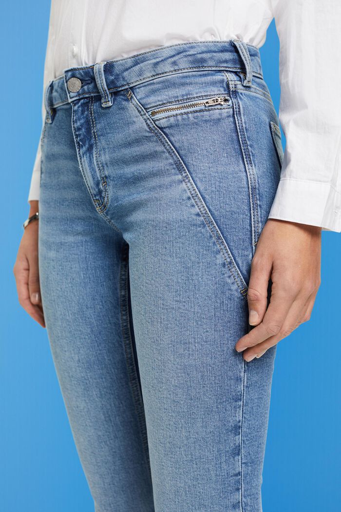 Úzké skinny džíny se středně vysokým pasem a kapsami na zip, BLUE LIGHT WASHED, detail image number 2
