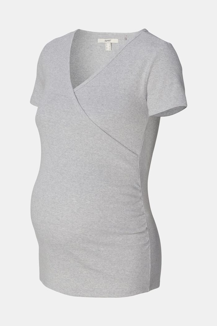 MATERNITY tričko s úpravou na kojení, LIGHT GREY MELANGE, detail image number 4