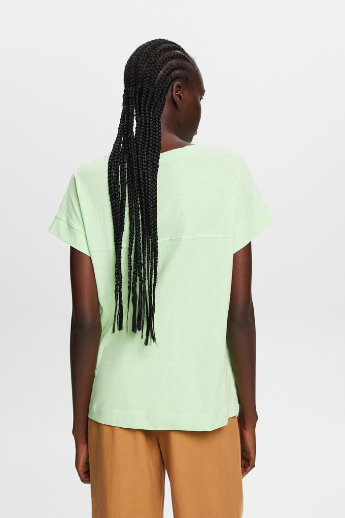 Bavlněné tričko s výstřihem do V, CITRUS GREEN, detail image number 3