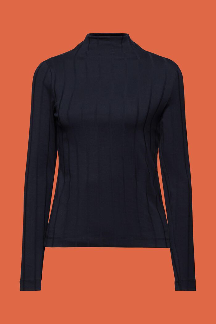 Tričko s nízkým rolákovým límcem, z žebrového žerzeje, NAVY, detail image number 6