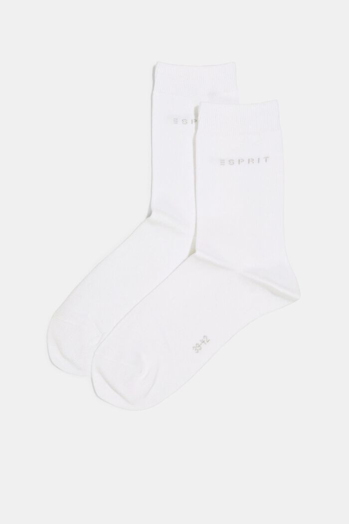 2 páry ponožek s vpleteným logem, bio bavlna, WHITE, detail image number 2