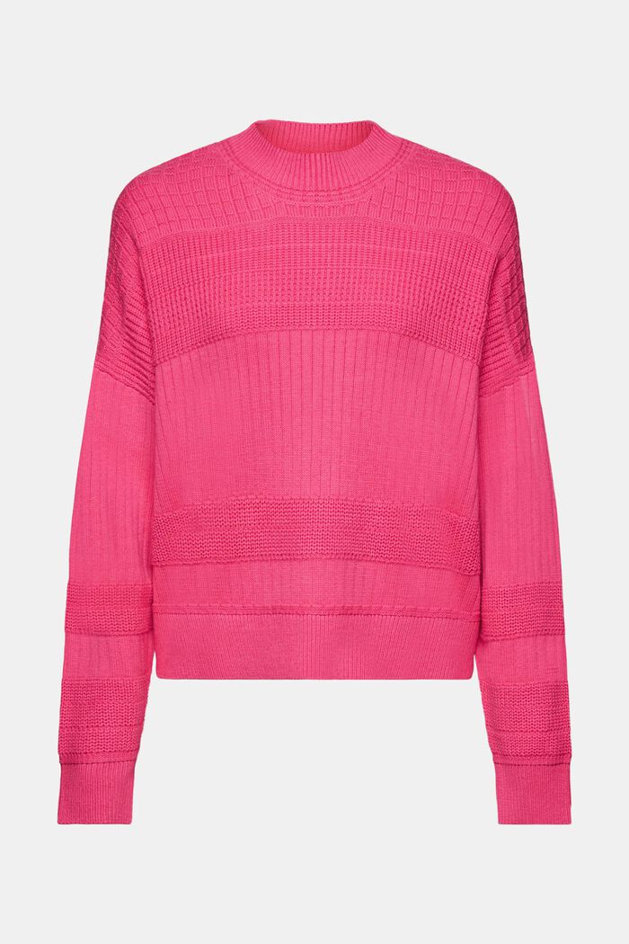 Pletený pulovr s různými vzory, PINK FUCHSIA, detail image number 6