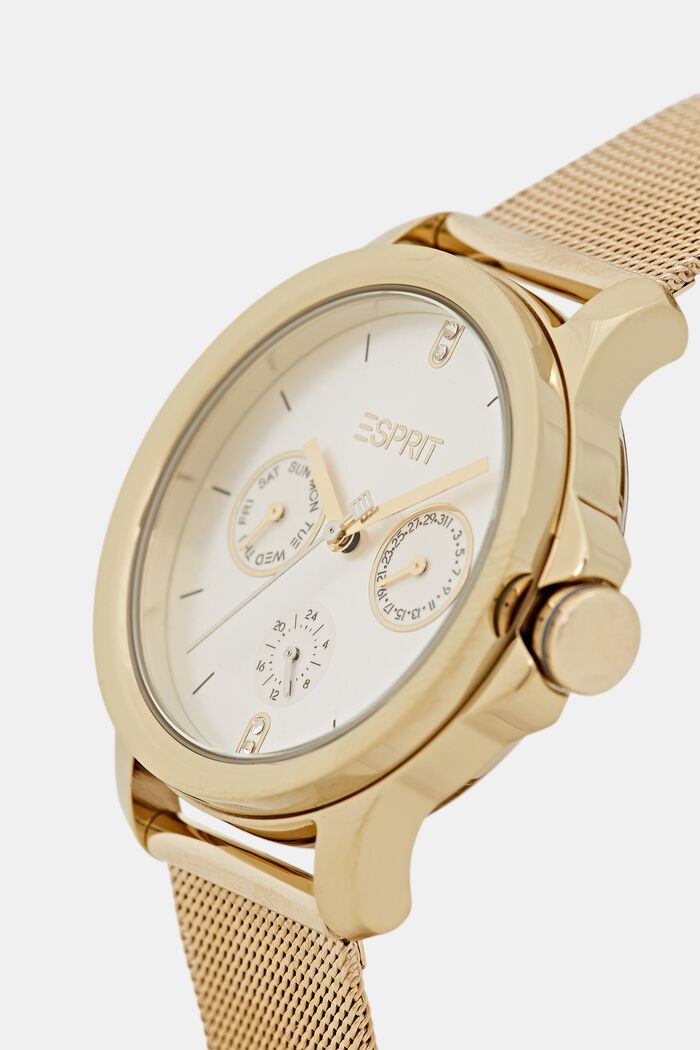 Multifunkční hodinky s náramkem ze síťoviny, GOLD, detail image number 1