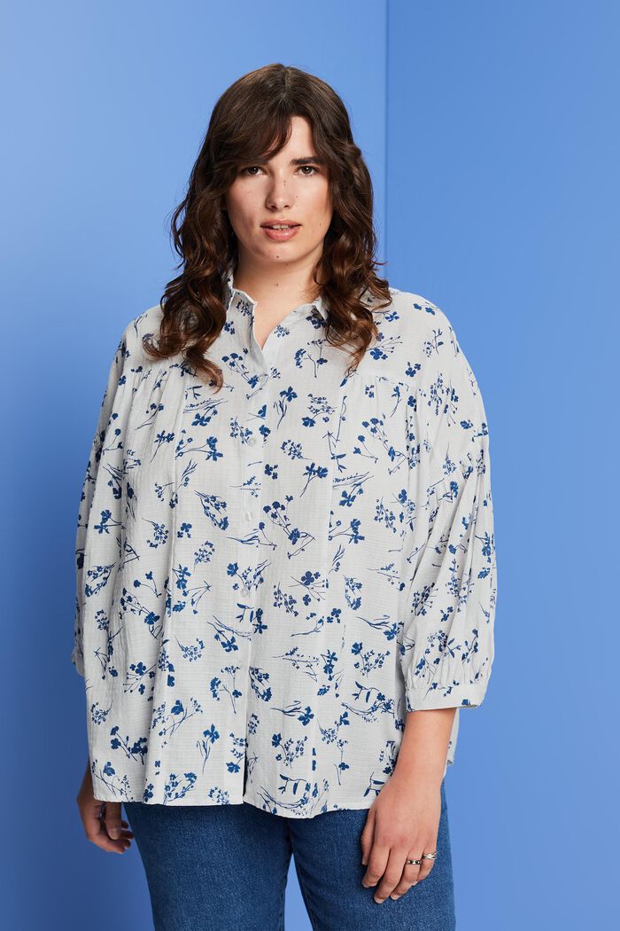 CURVY: oversize košilová halenka, 100% bavlna, OFF WHITE, detail image number 0