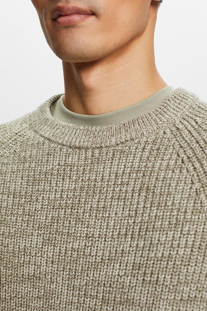 Bavlněný pulovr z žebrové pleteniny, DUSTY GREEN, detail image number 2