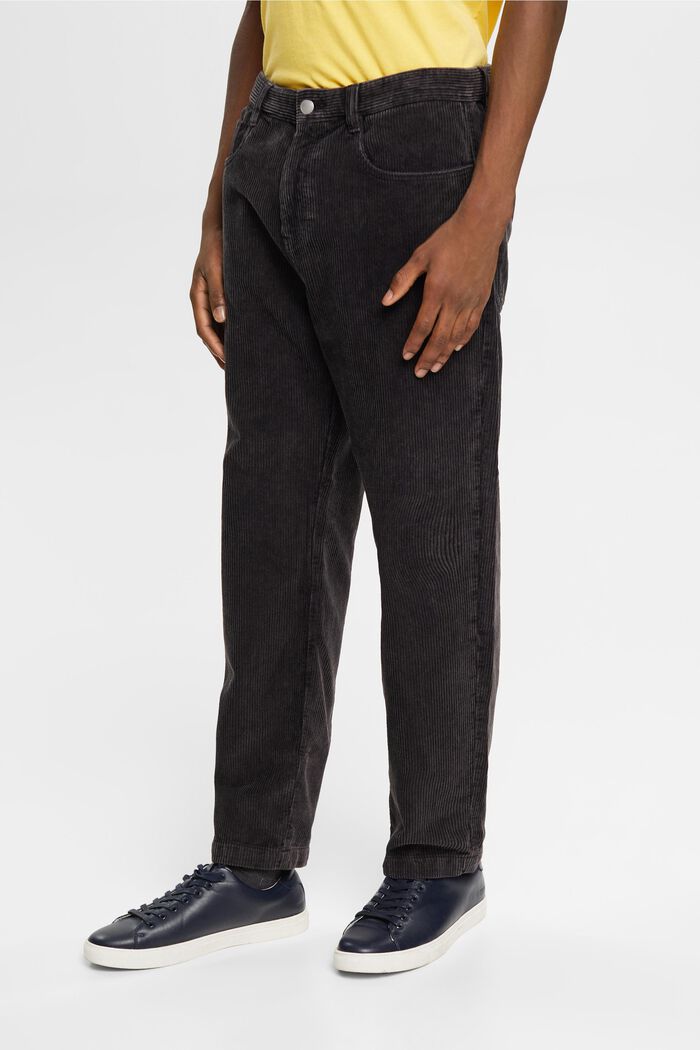 Manšestrové kalhoty s pohodovým střihem, BLACK, detail image number 1