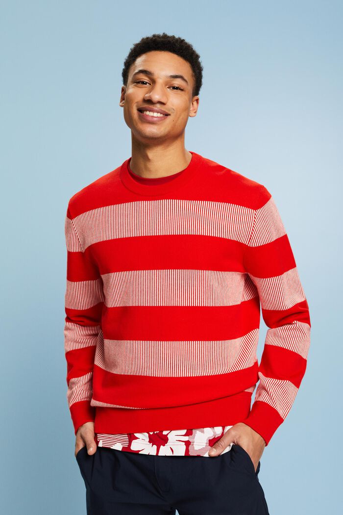 Pruhovaný pulovr z žebrové pleteniny, RED, detail image number 0