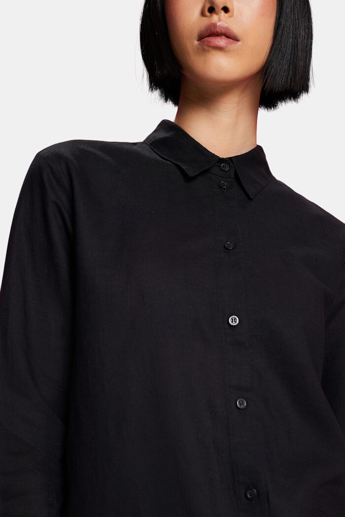Košile ze lnu s bavlnou, BLACK, detail image number 2