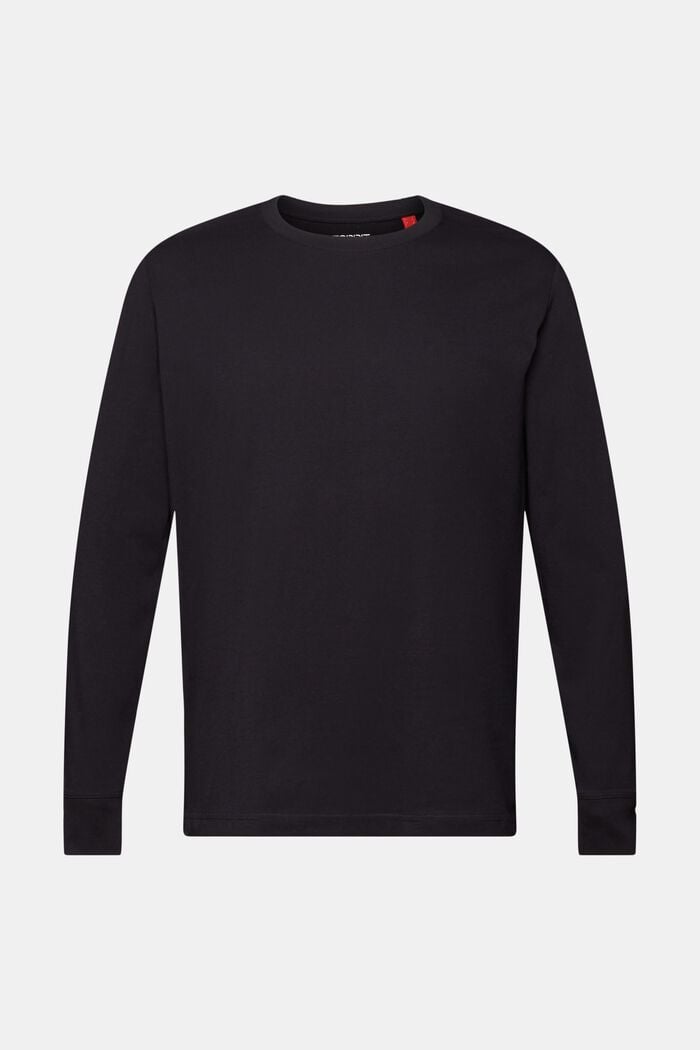 Žerzejové tričko s dlouhým rukávem, 100 % bavlna, BLACK, detail image number 5