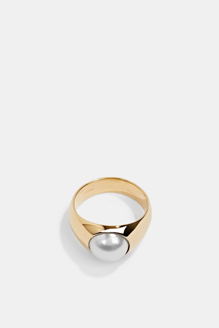 Prsten s perlou, nerezová ocel, GOLD, overview