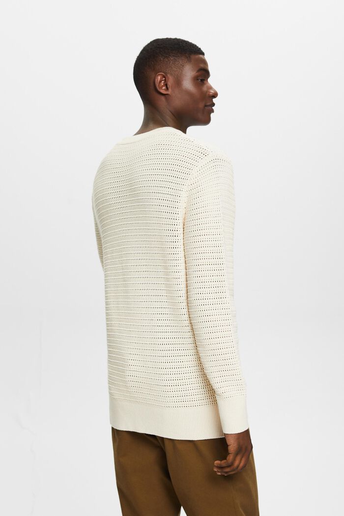 Pletený pulovr, kulatý výstřih a otevřený střih, BEIGE, detail image number 2