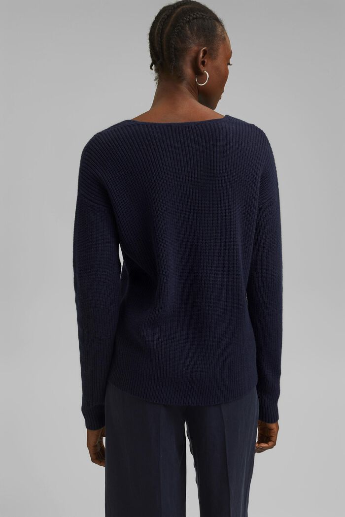 S vlnou/kašmírem: pulovr s bio bavlnou, NAVY, detail image number 3