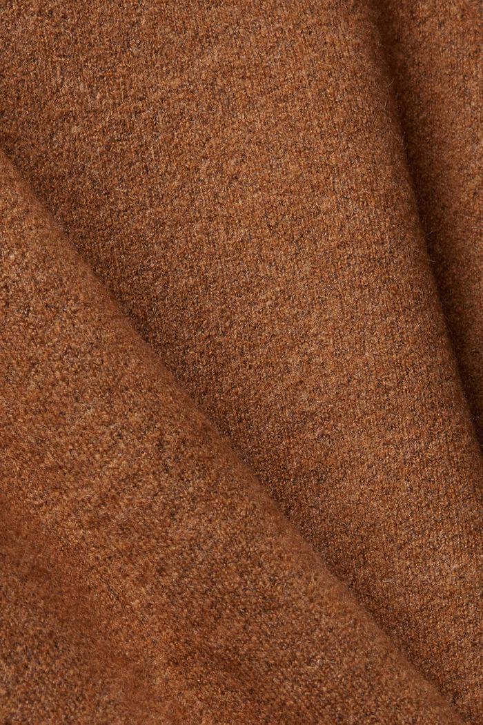 Pletený pulovr, směs s vlnou, krátký rolákový límec, TOFFEE, detail image number 1