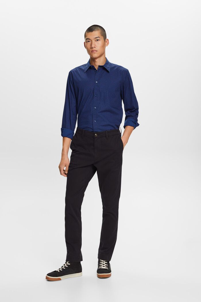 Kalhoty chino, bavlněný kepr, BLACK, detail image number 1